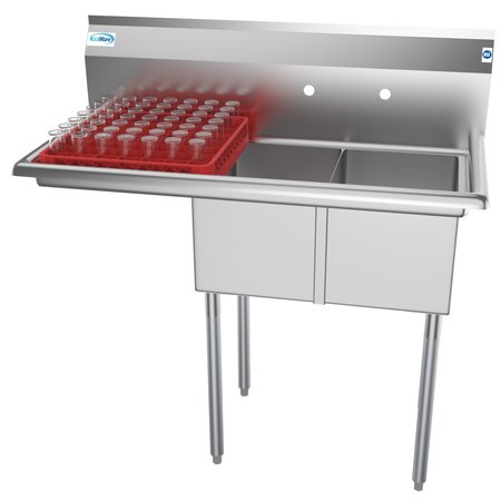 KOOLMORE 2 Compartment Stainless Steel NSF Commercial Kitchen Prep & Utility Sink with  Drainboard SB121610-16L3